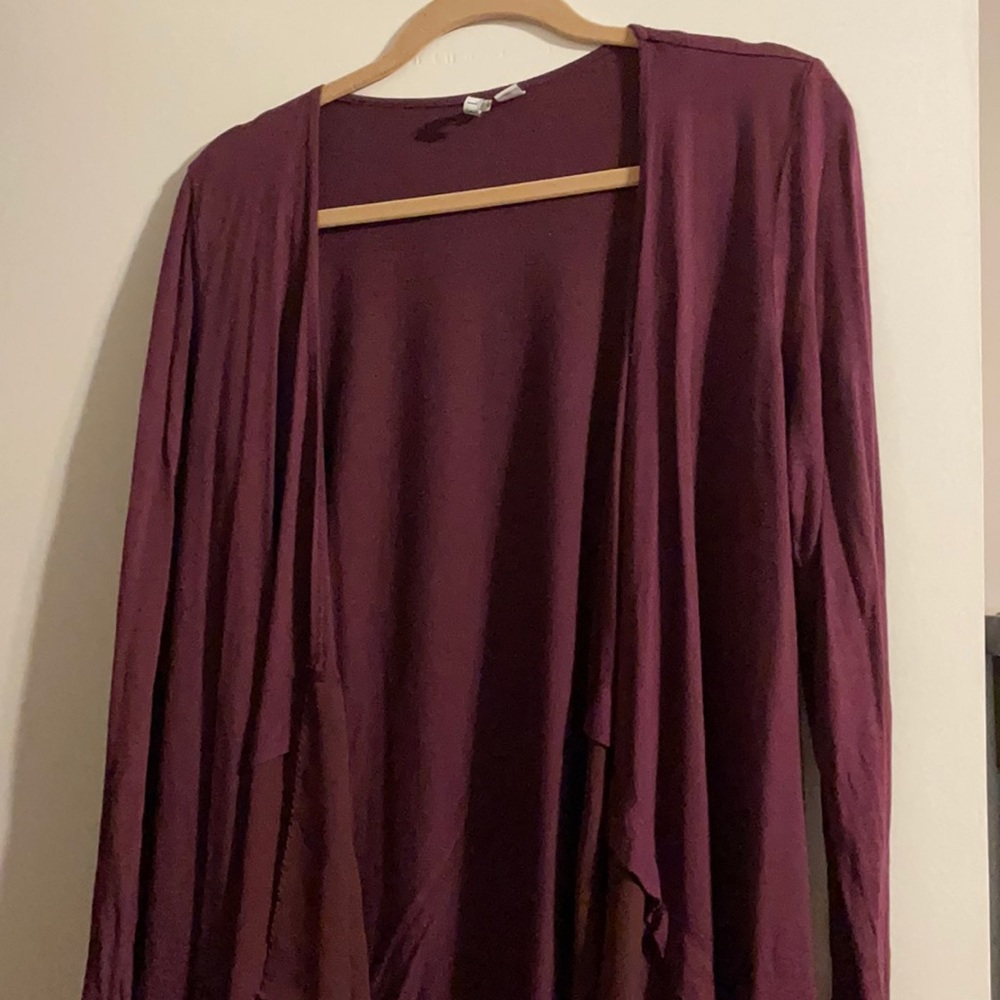Purple cardigan with sheer ends